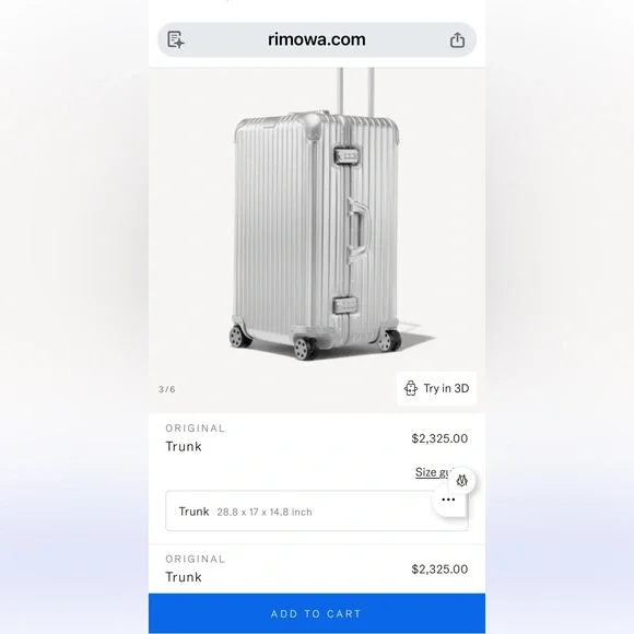 Rimowa Original Trunk Silver Checked Luggage - Picture 2 of 12